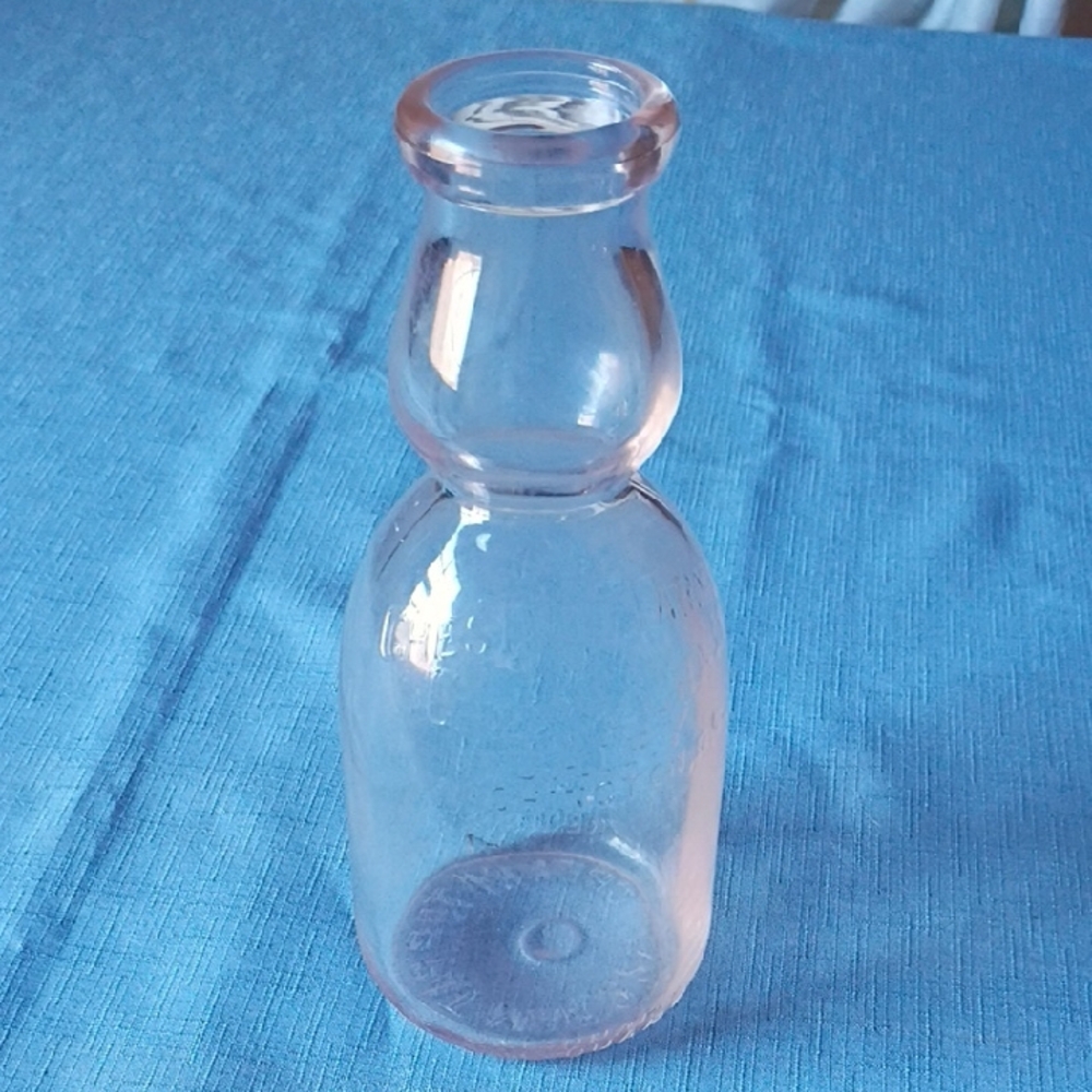 Clear Glass Bottle Vase - Vintage Style Milk Bottle.